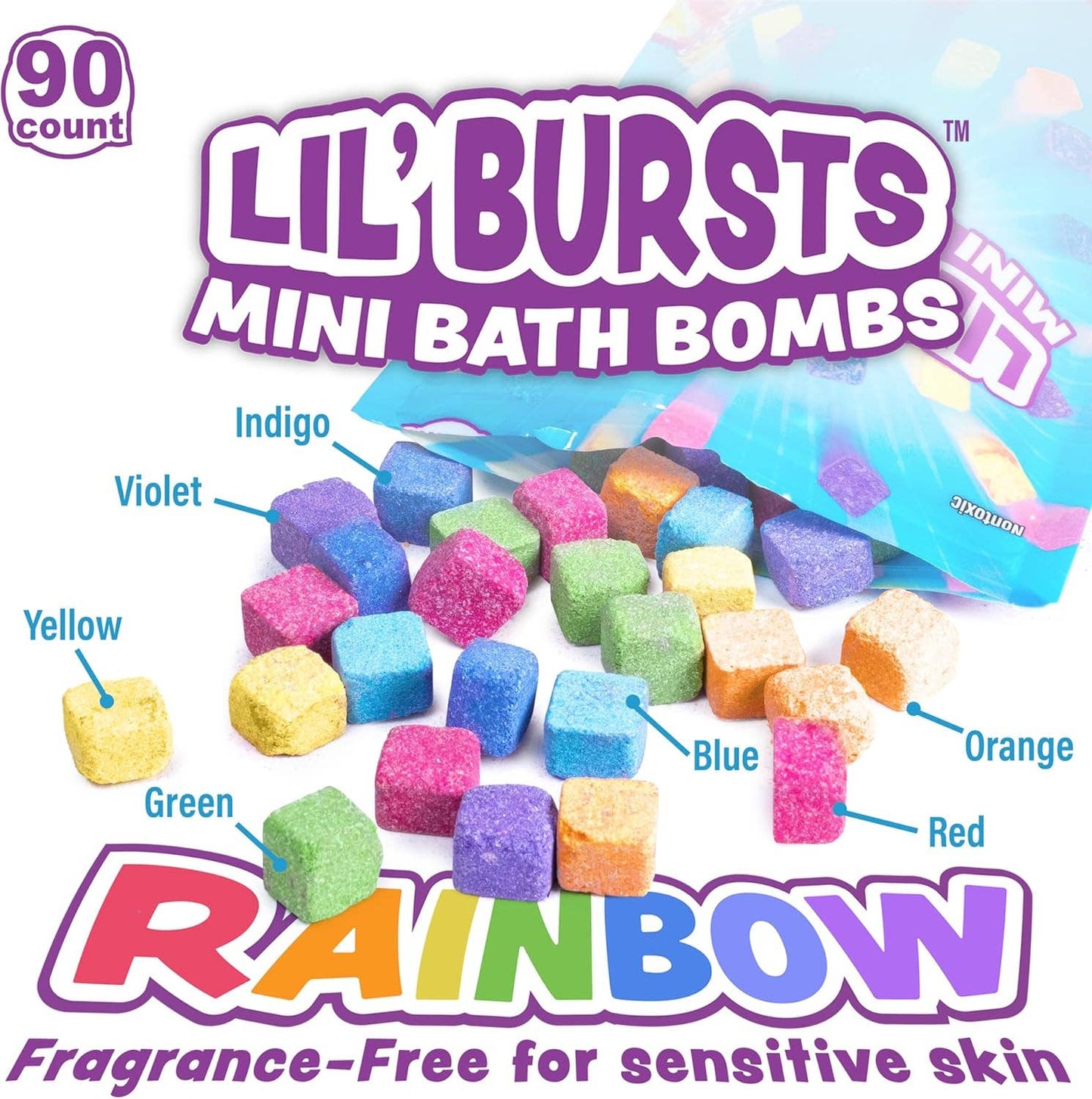 Rainbow- Lil' Bursts™ Mini Bath Bombs for Kids