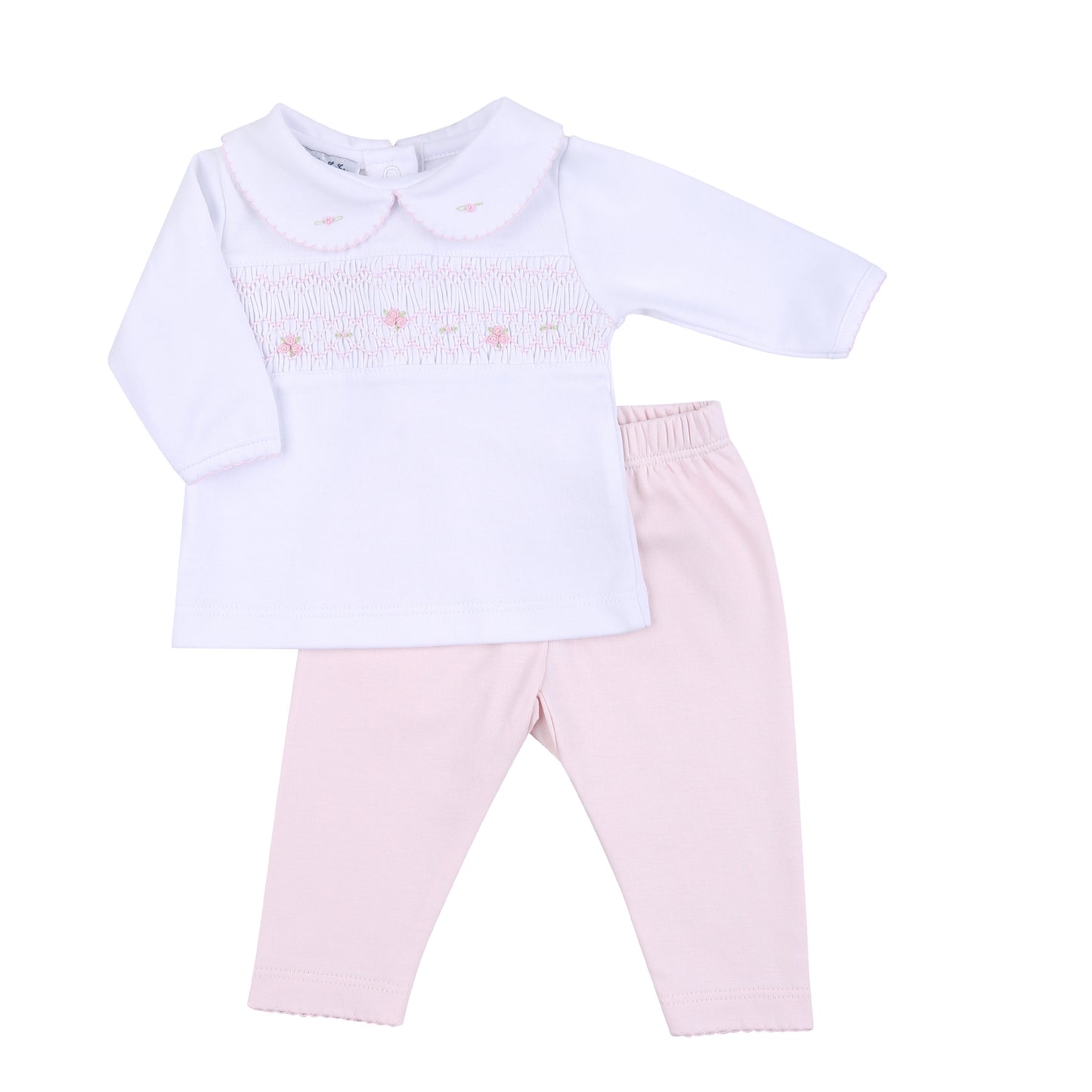 Alice and Andrew Smocked Pink 2pc Pant Set