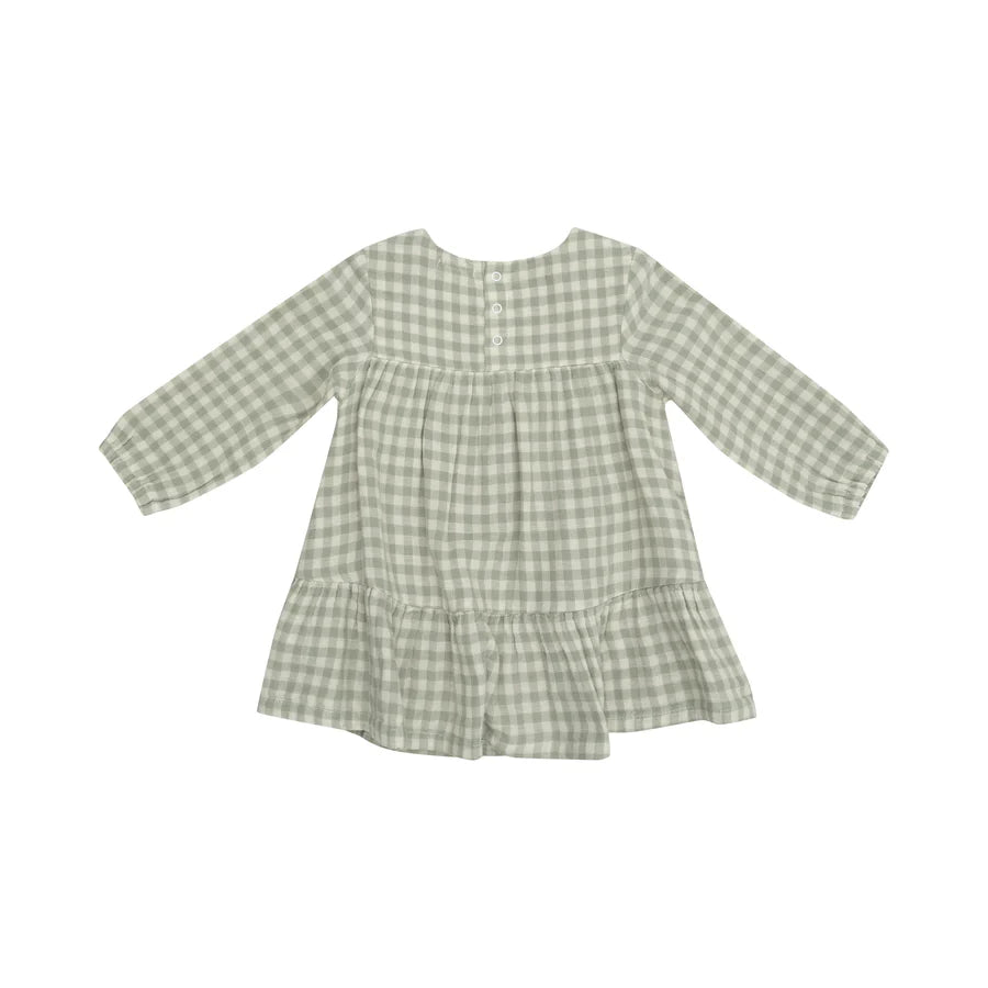 Mini Green Gingham - Smocked Ruffle Tiered Dress and Ribbed Legging