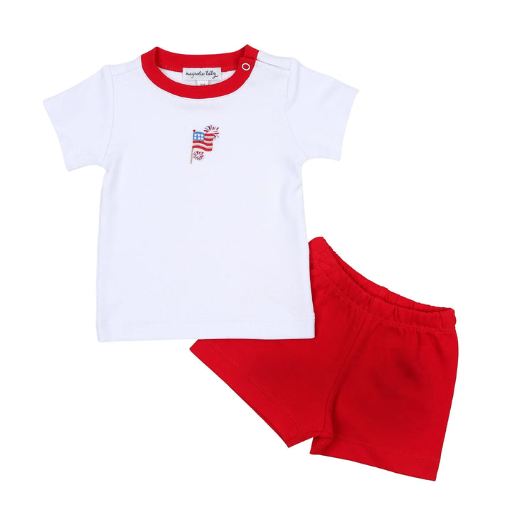 Red, White & Blue! Embroidered Toddler Short Set