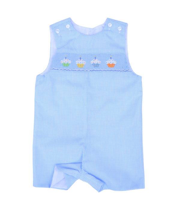 Cupcakes - Blue Check Boy's Jon Jon