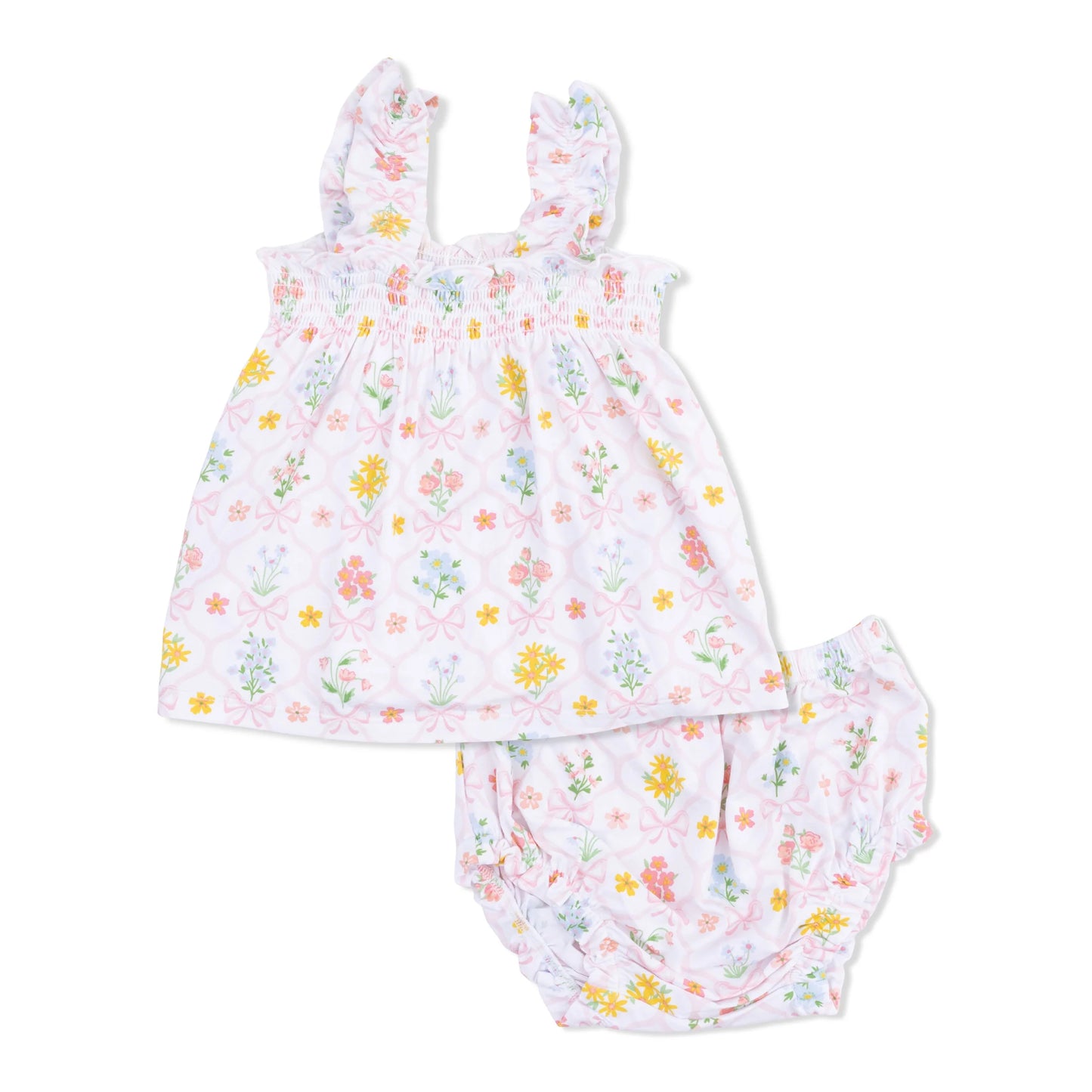 Spring Blooms Bow Trellis Ruffly Strap Top and Bloomer