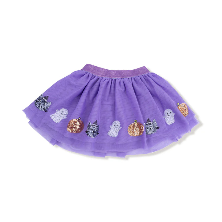 Tutu Skirt - Purple Cat and Ghost - Halloween