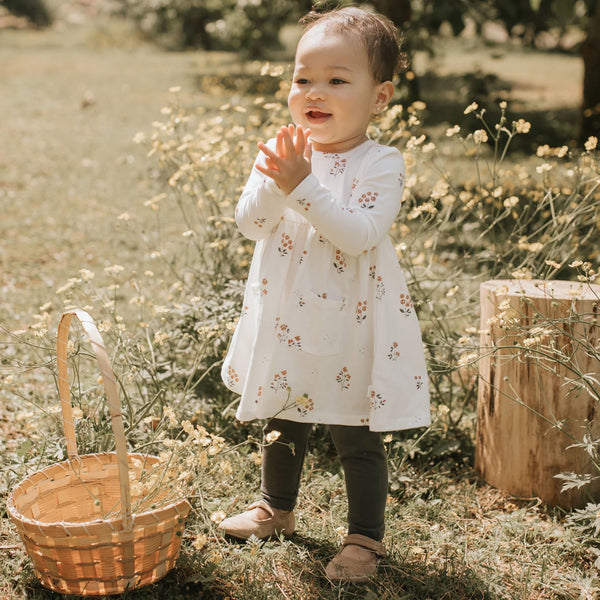 Floral Print on Off-White Jersey Dress Set