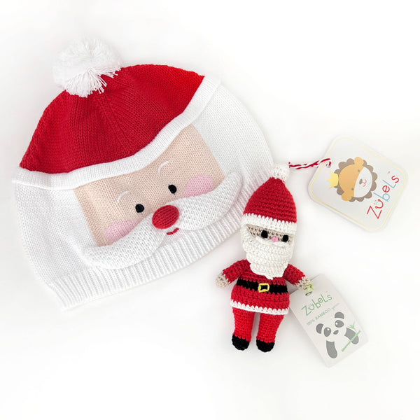 Santa Bamboo Crochet Rattle: 5"