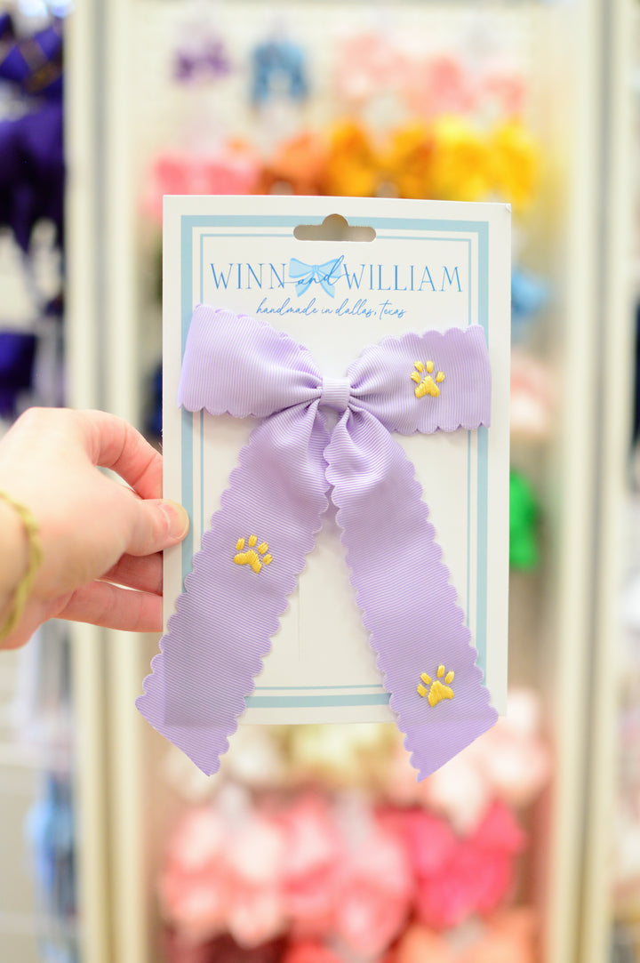 Medium Scallop Long Tail - Lavender with Paw Prints