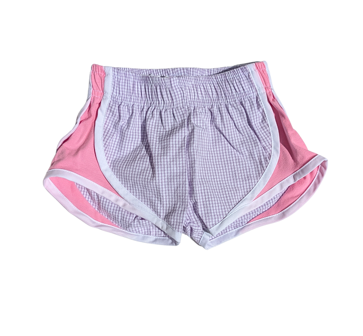 Lavender Check Shorts - Pink Sides