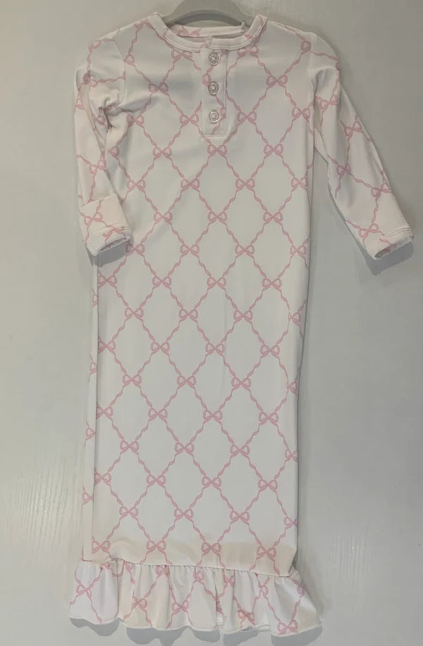 Pink Bow Trellis Infant Gown