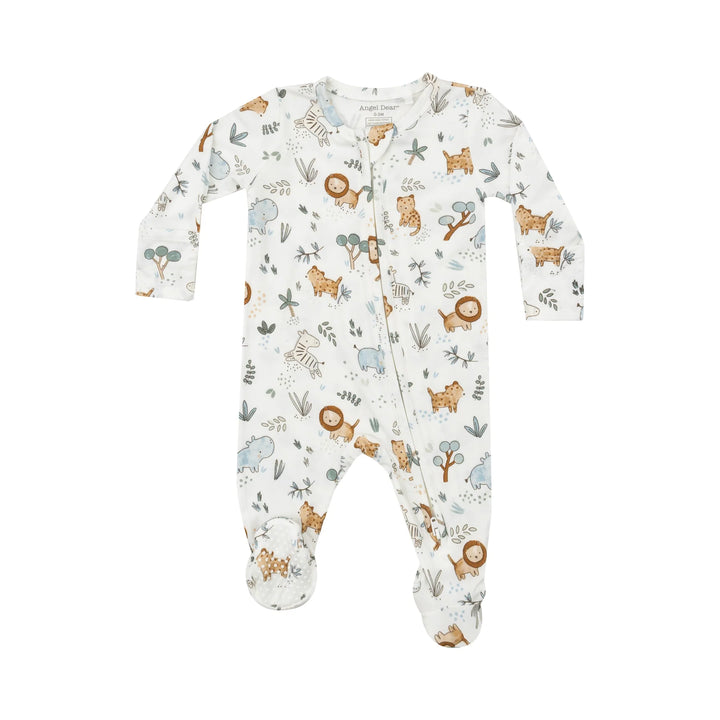 2 Way Zipper Footie - Delicate Safari