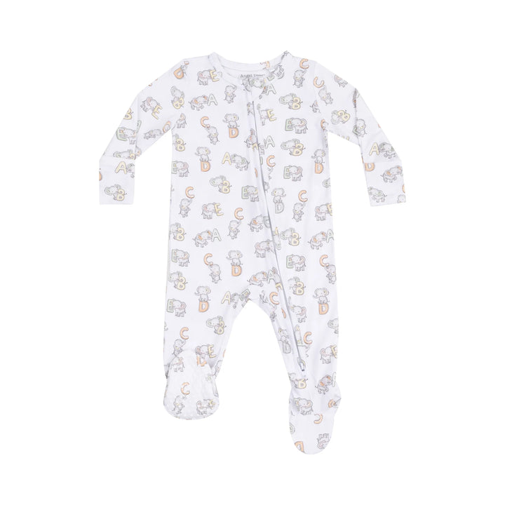 2 Way Zipper Footie - Vintage Elephant ABC