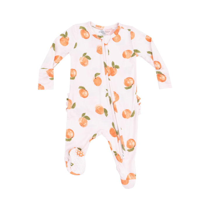 2 Way Zipper Ruffle Back Footie - Watercolor Peaches