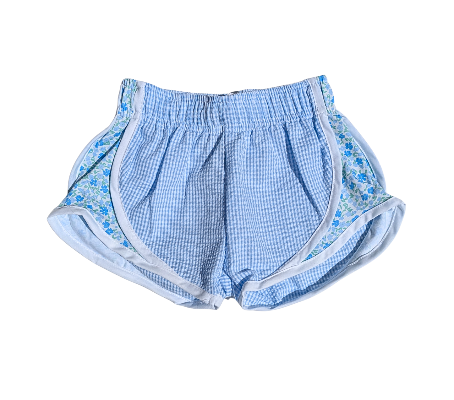 Blue Athletic Shorts w/ Floral Sides