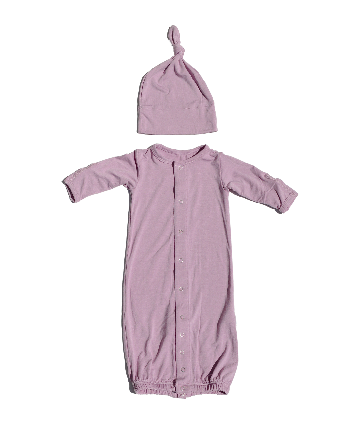 Layette Gown Converter & Single Knot Hat Set in Sweet Pea