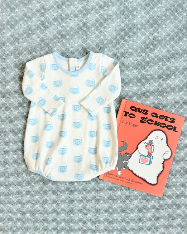 Long Sleeve Patton Play Bubble - Vintage-Prep Pumpkin Pails (Buckhead Blue)/Buckhead Blue