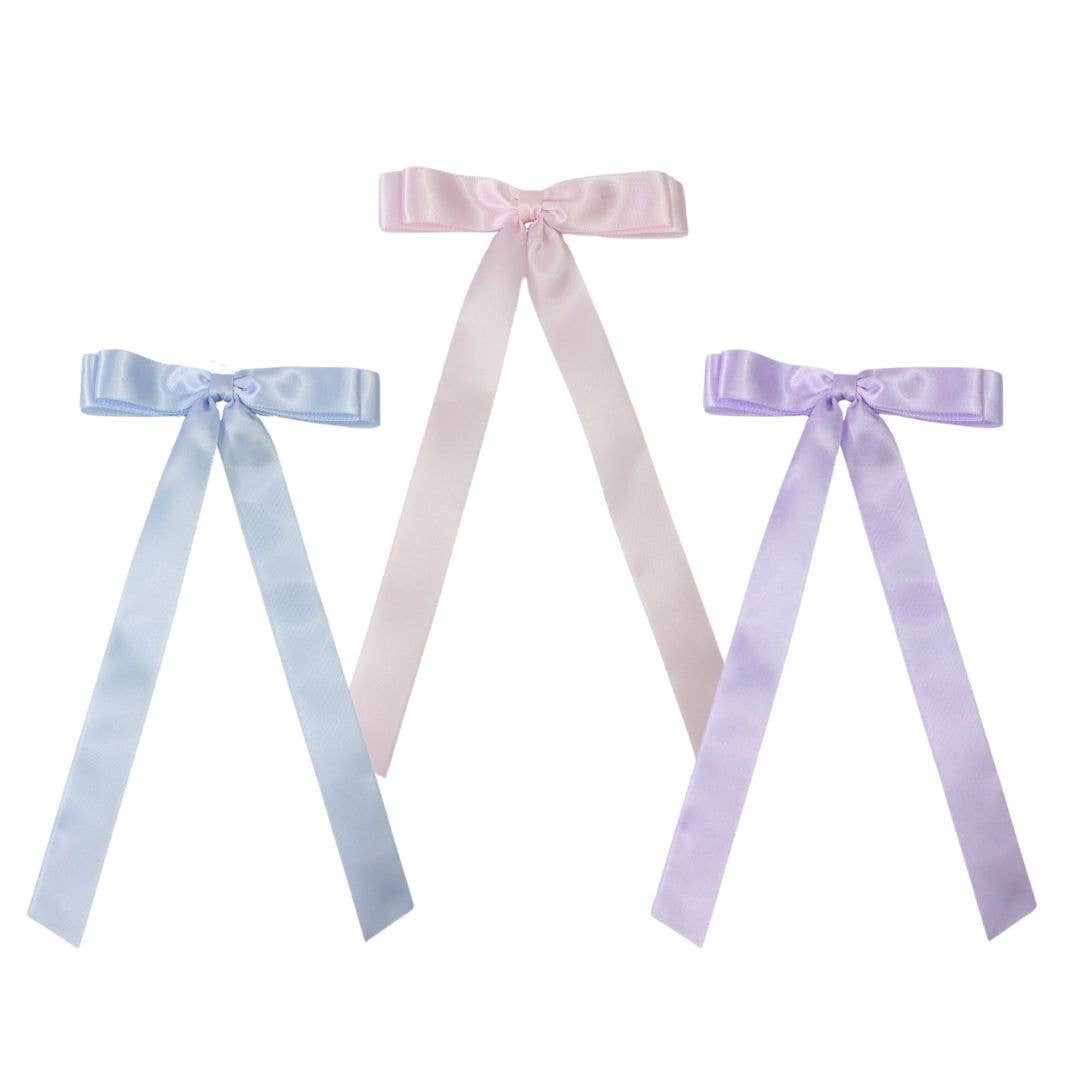 SATIN LAYERED TAIL BOW ON ALLIGATOR CLIP -7/8"