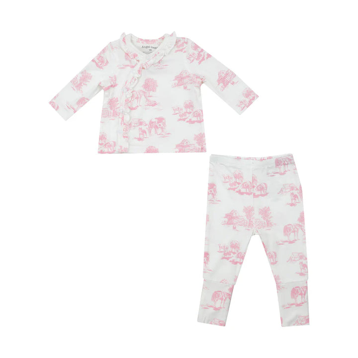 TMH Set With Roll Over Cuff Pant - Pink Farm Toile