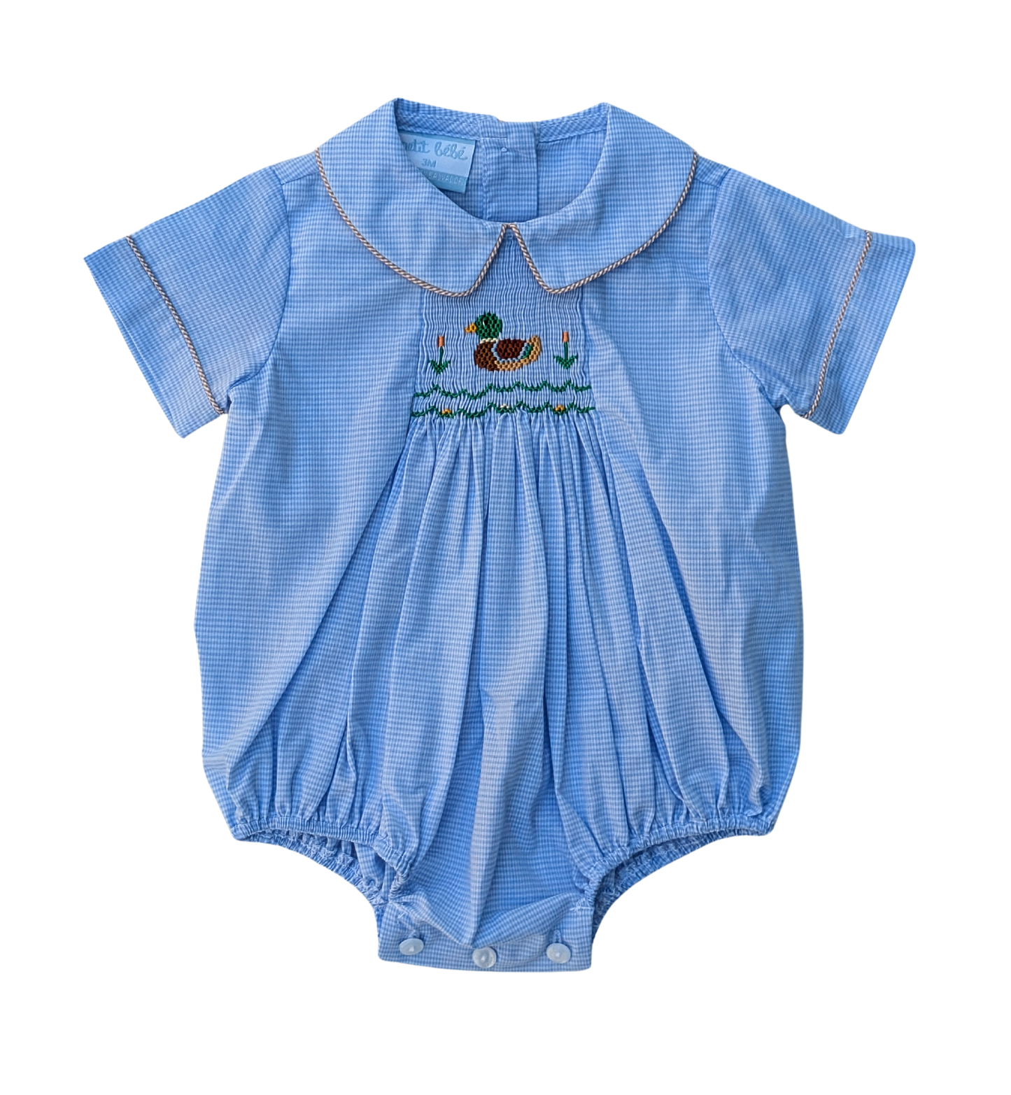 Mallard Duck Boy's Light Blue Microcheck Bubble