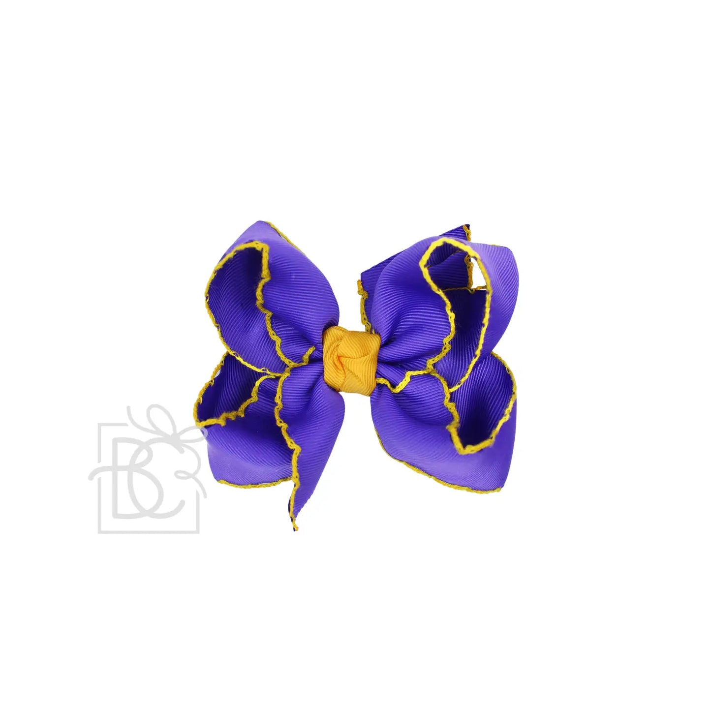 Purple & Gold Crochet Edge Bow