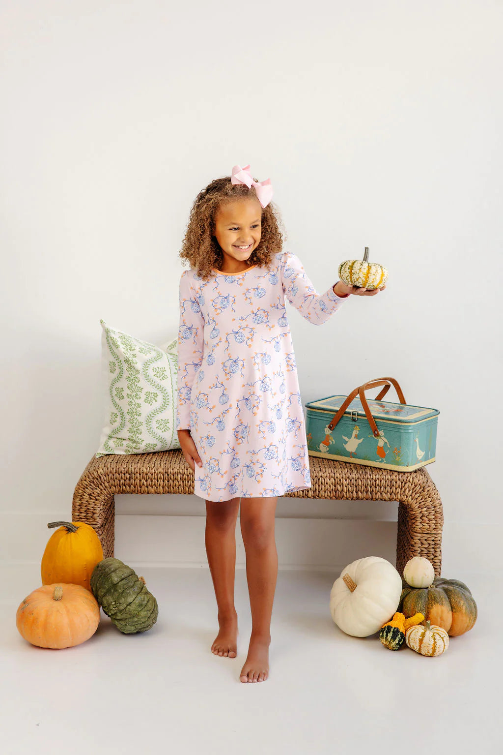 Long Sleeve Penny's Play Dress - Gourd-geous with Seashore Sherbet