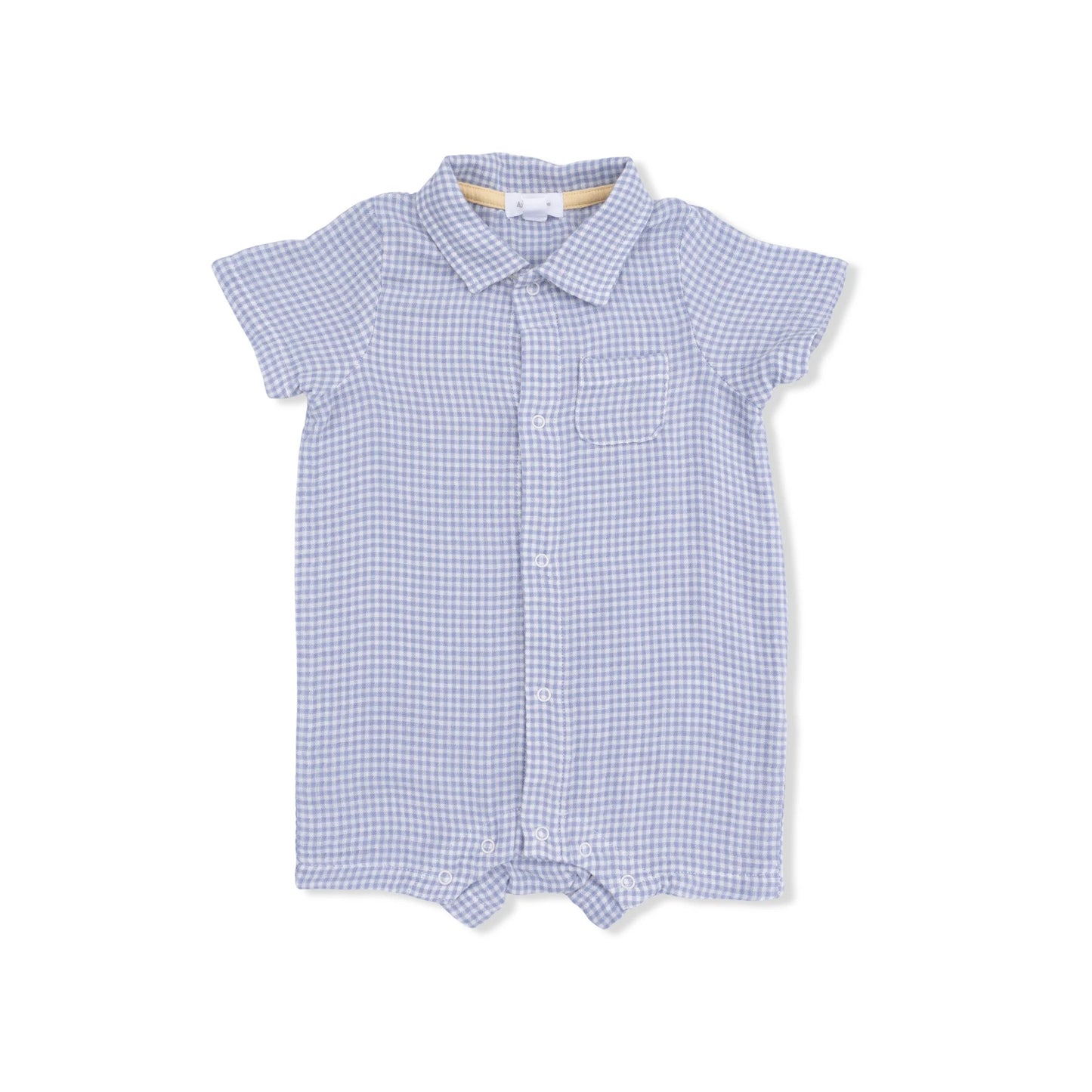 Micro Gingham Blue Blizzard Polo Shortie