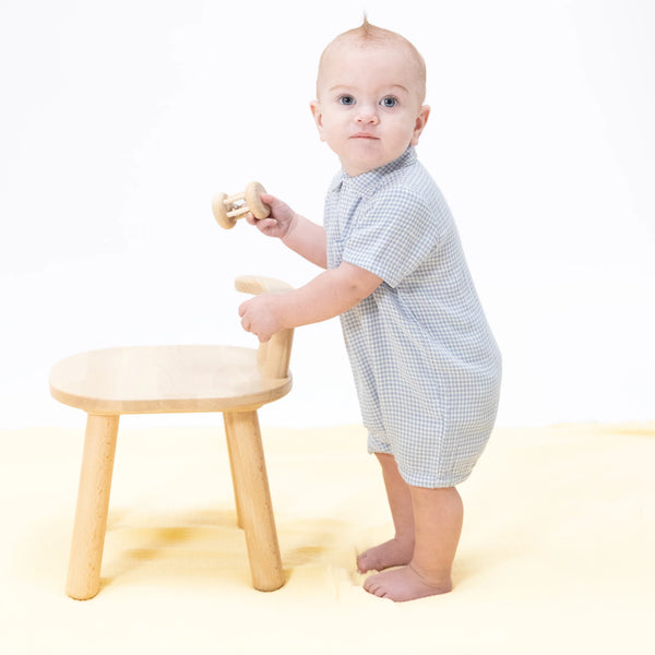 Micro Gingham Blue Blizzard Polo Shortie