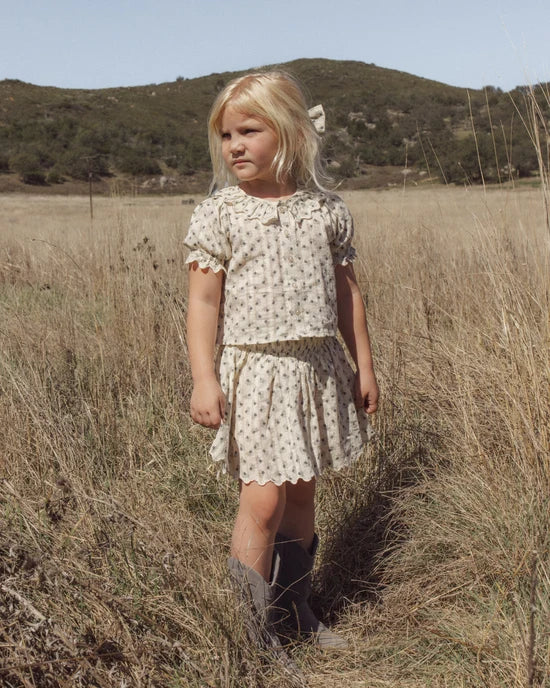 Liv Blouse & Smocked V Mini Skirt Vintage Fleur