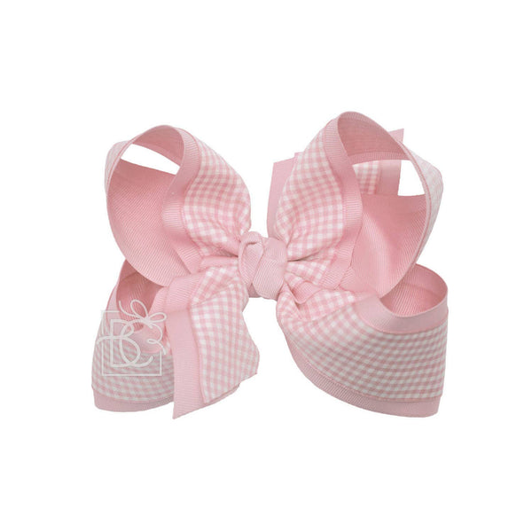 Large Layered Gingham/Grosgrain Bow on Clip