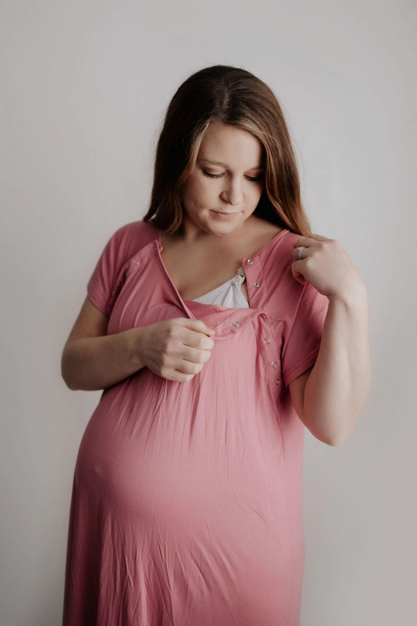 Rose Maternity Mommy Labor and Delivery/ Nursing Gown