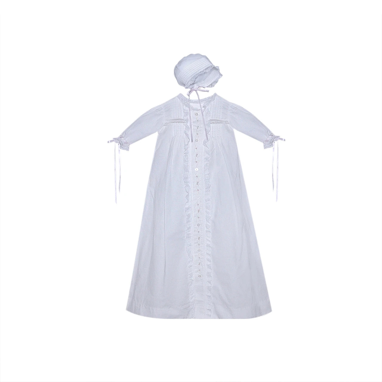 White Tierney Christening Gown - Pink