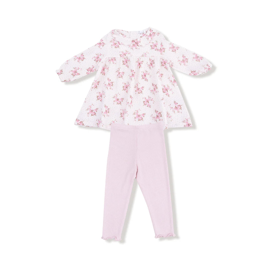Belle Rosette Dot - L/S Petal Collar  Dress + Legging