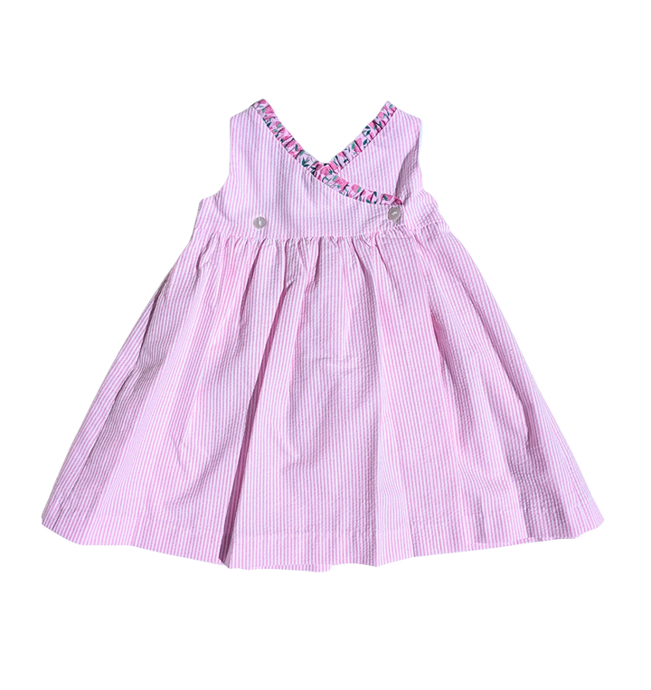 Pink Stripe Dress w/ Strawberry Pockets