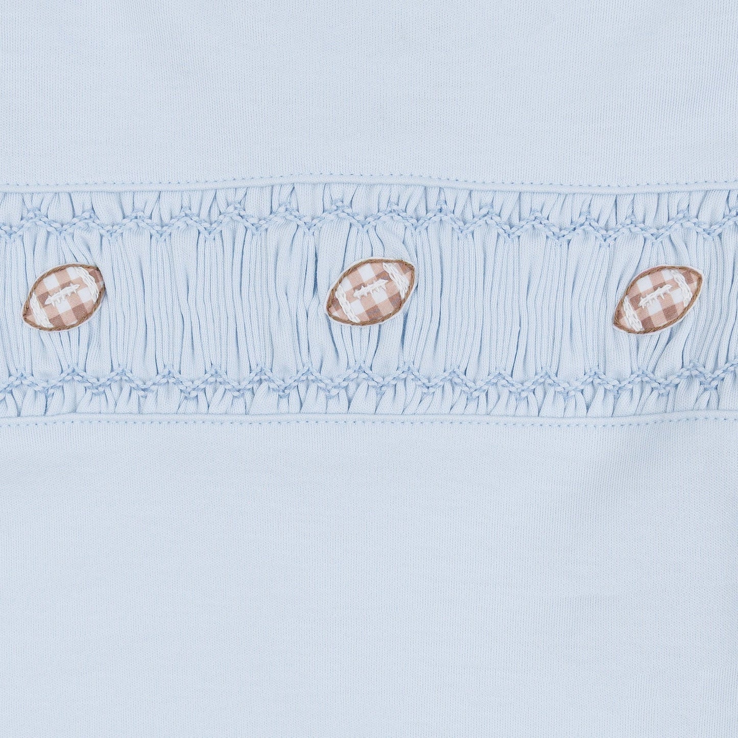 Tiny Tailgater Smocked Footie - Light Blue