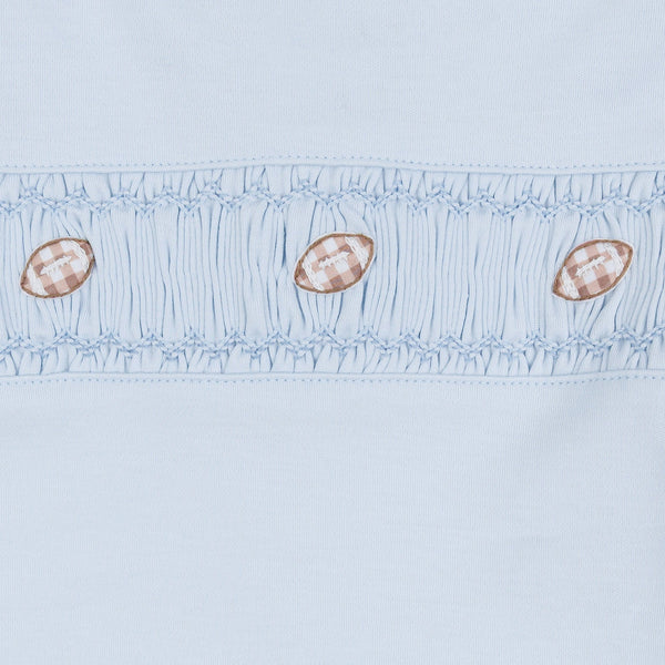 Tiny Tailgater Smocked Footie - Light Blue