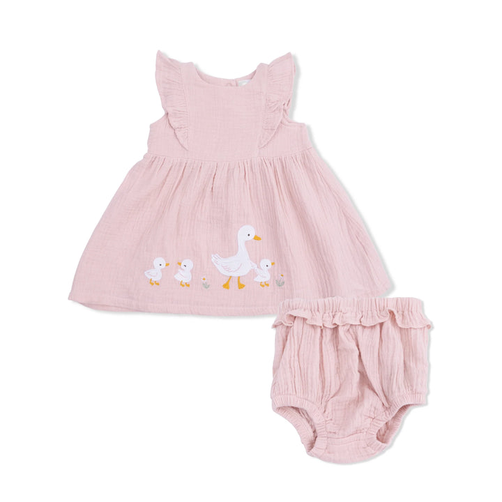 Lotus Flower Ducklings Ruffle Sleeve Dress