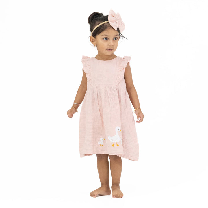 Lotus Flower Ducklings Ruffle Sleeve Dress