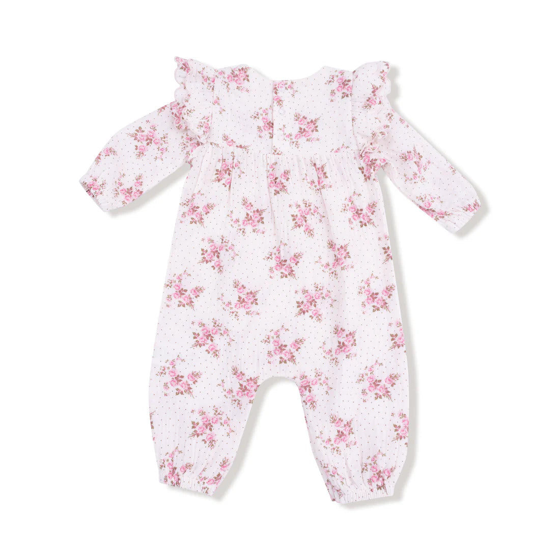 Belle Rosette Dot - L/S Petal Ruffle Romper