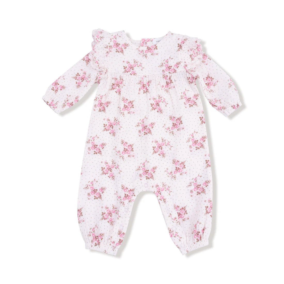 Belle Rosette Dot - L/S Petal Ruffle Romper