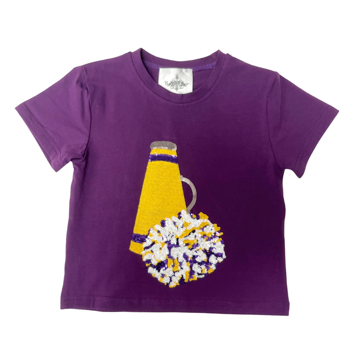 Purple & Yellow Megaphone Sequin Shirt