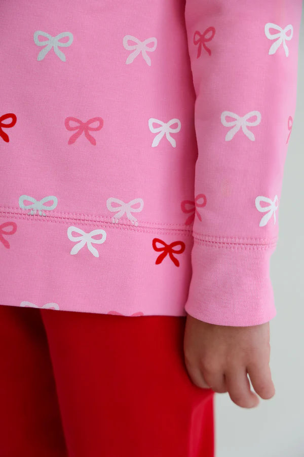 Cassidy Comfy Crewneck Girl - Bitty Bows/Hamptons Hot Pink