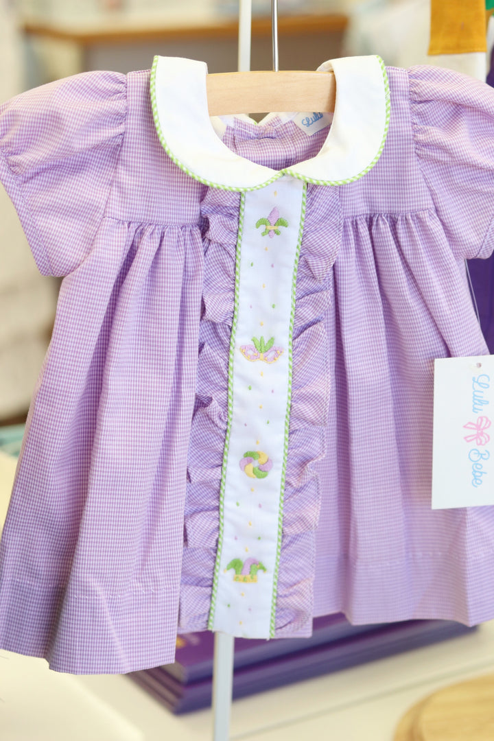 Molly Lavender Mardi Gras Embroidered Dress