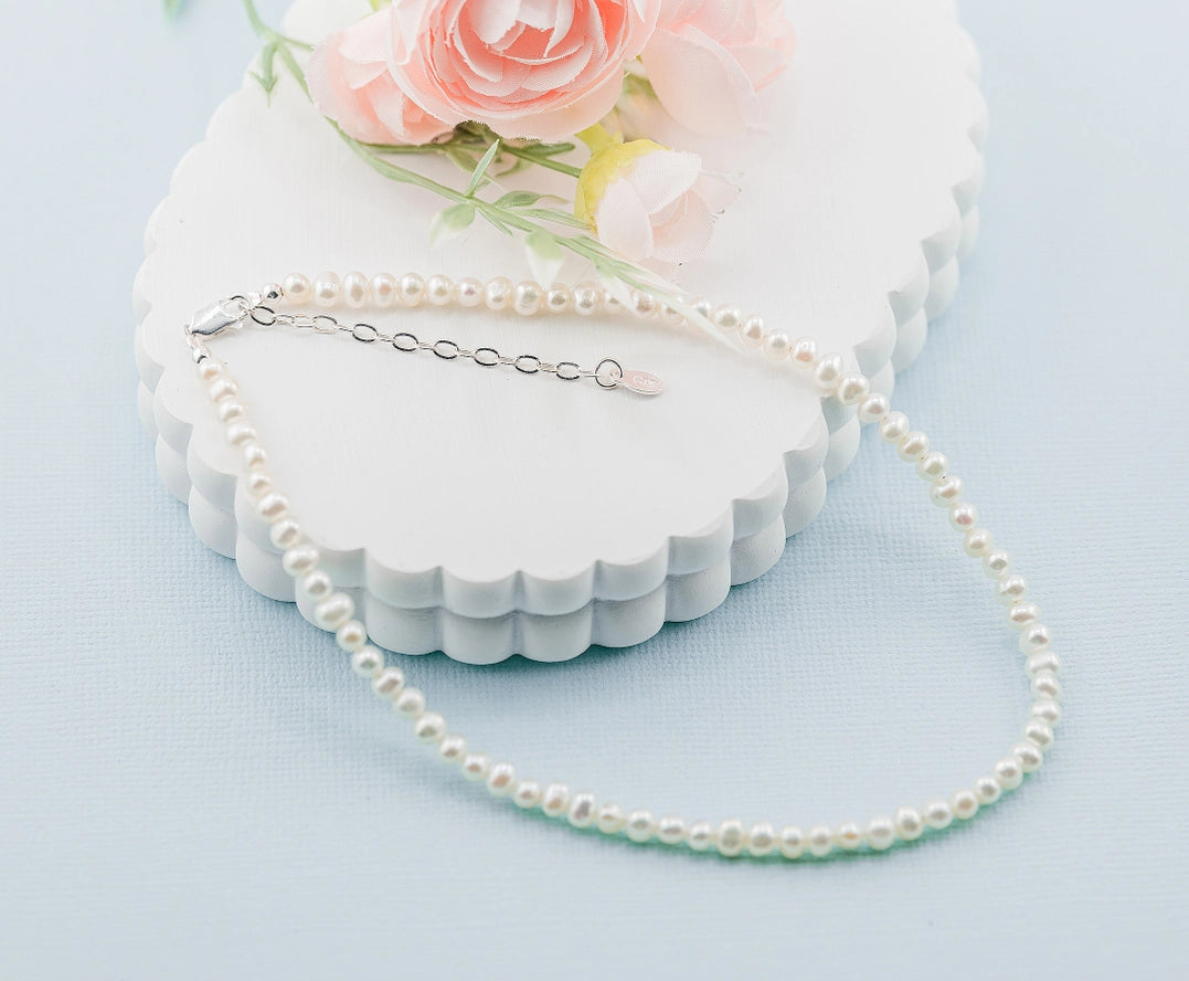 Girls Sterling Silver Strand of Pearls Kids Serenity Necklace