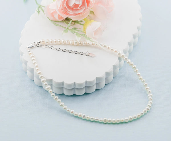Girls Sterling Silver Strand of Pearls Kids Serenity Necklace