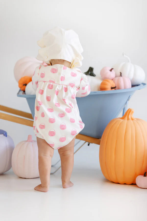Long Sleeve Penny's Play Bubble - Vintage Prep Pumpkin Pails (Sandpearl Pink) with Sandpearl Pink