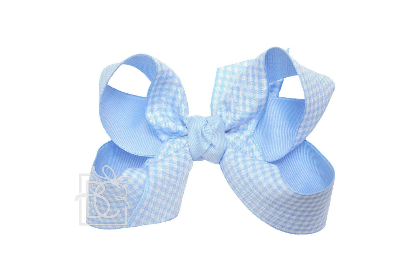 Large Layered Gingham/Grosgrain Bow on Clip