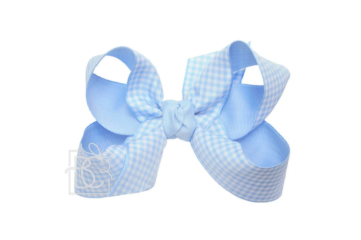 Large Layered Gingham/Grosgrain Bow on Clip