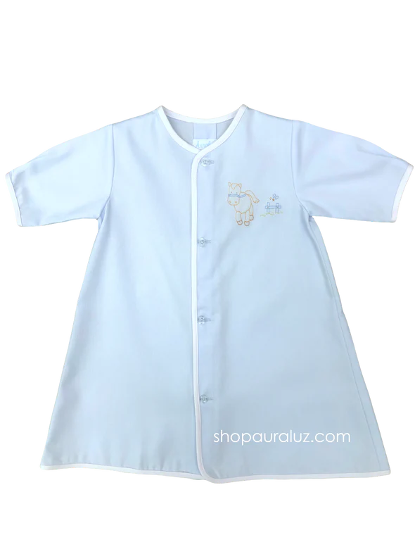 Pique Daygown Blue/White Horse