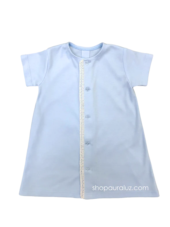 Blue Knit Daygown with Trim