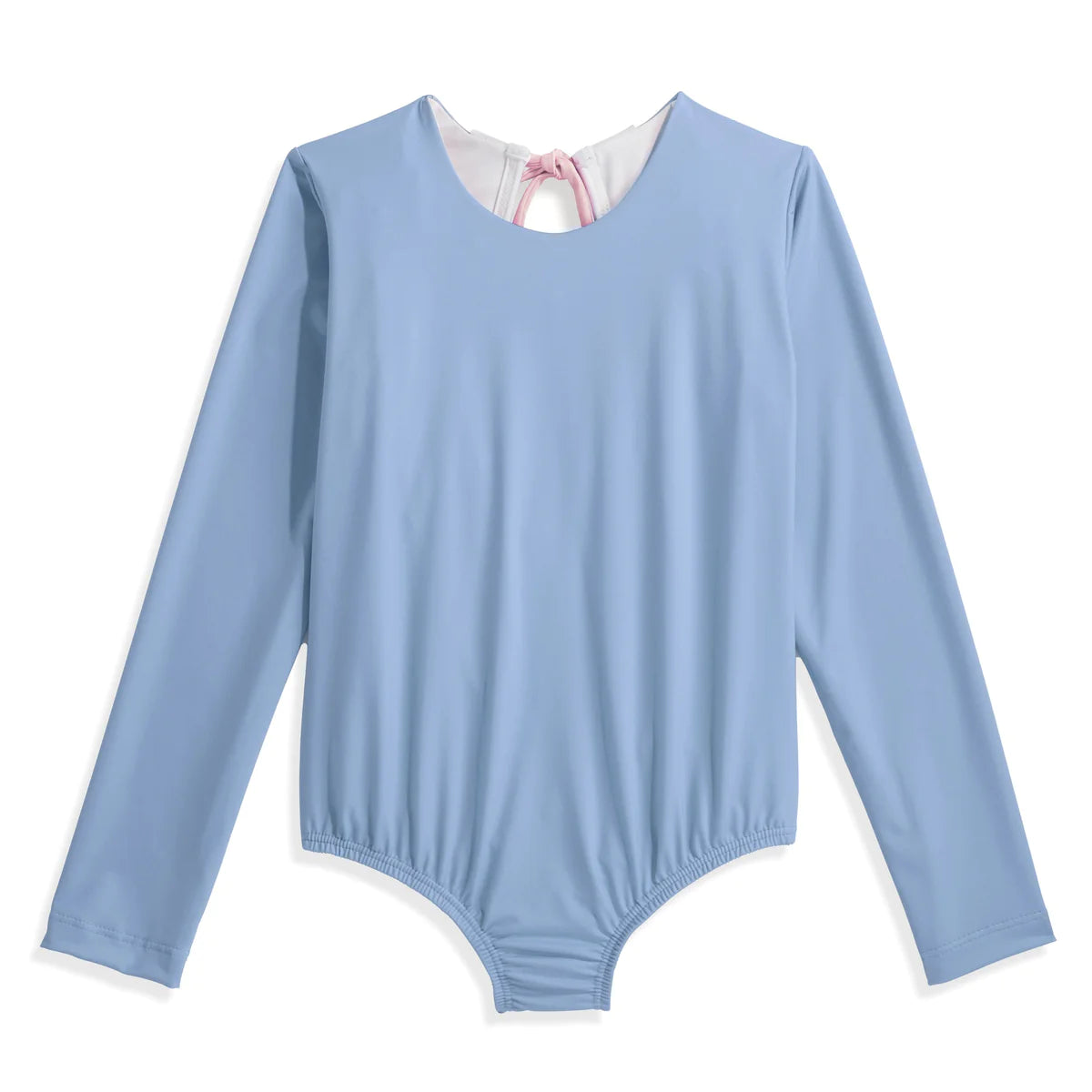 Long Sleeve Bathing Suit- Blue with Ivory & Rose