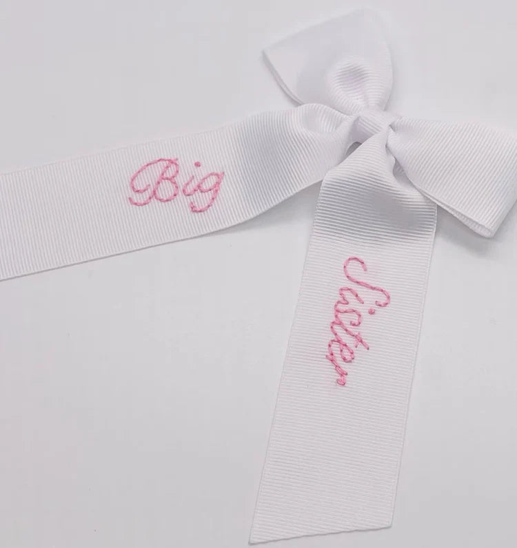 Big Sister Hand-Embroidered Bow