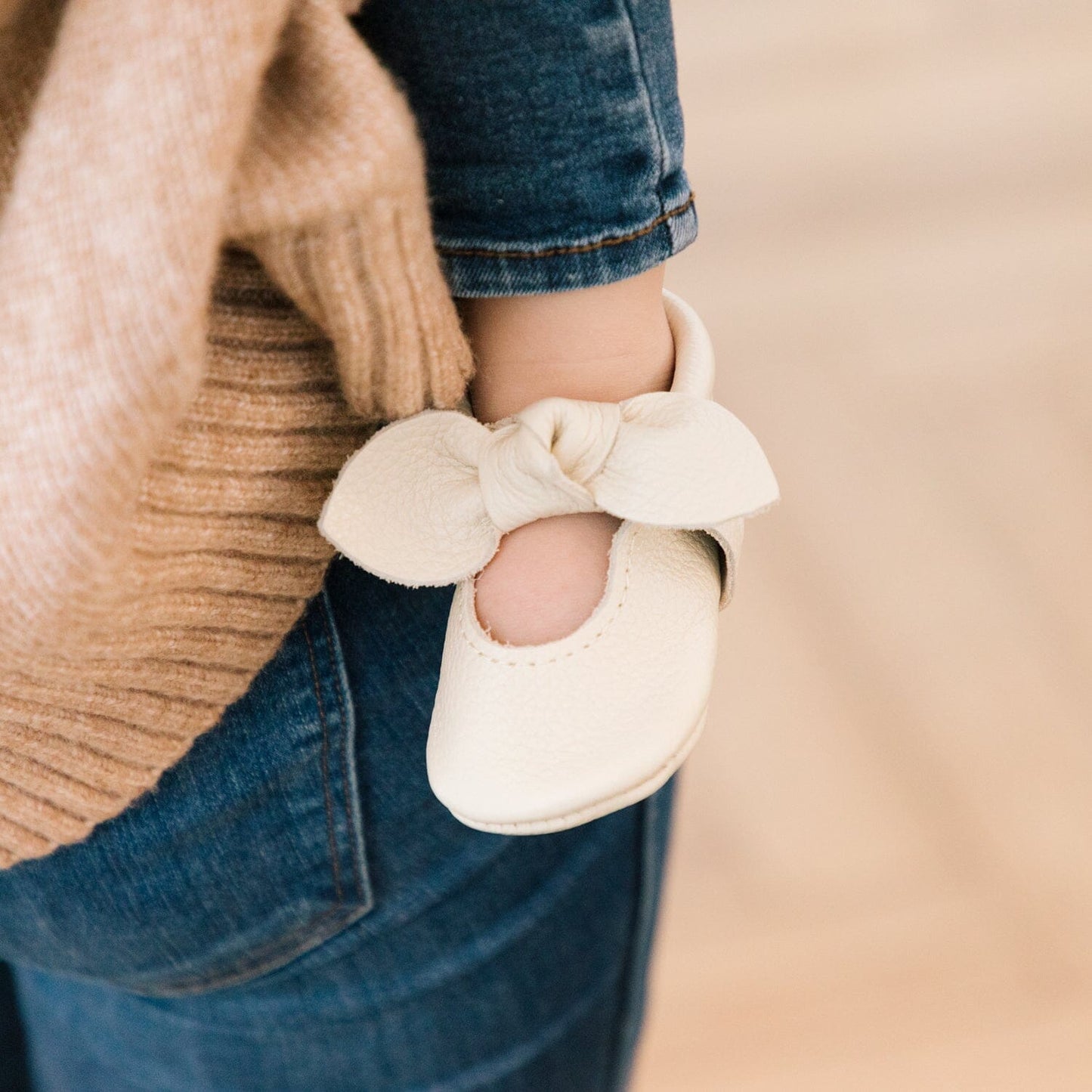 Birch Knotted Bow Baby Shoe